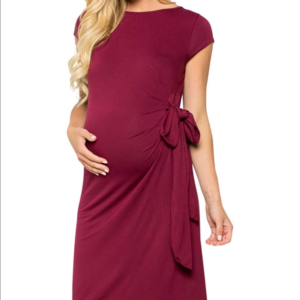 My Bump Side Tie Cap Sleeve Maternity Dress